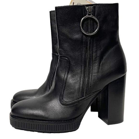 NWT ZARA WOMAN Leather Platform Zip Booties 38 - Picture 4 of 13